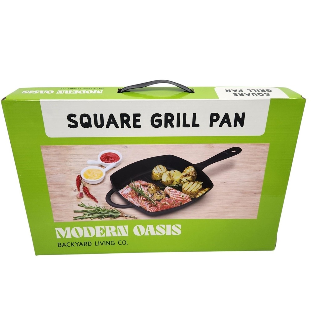 Modern Oasis Square Grill Pan Cast‎ Iron Black Double Handle 18x12 New Kitchen